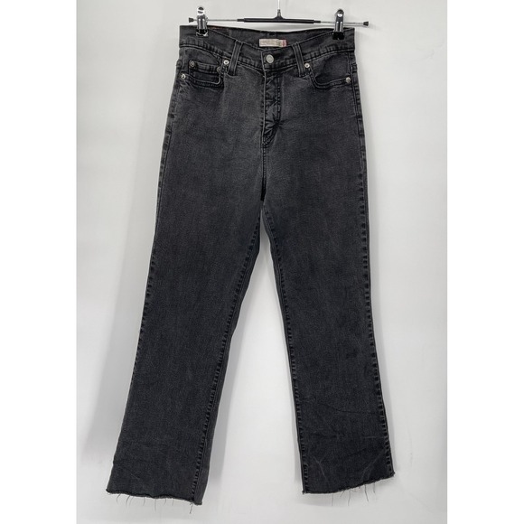 Levis 512 Women's Perfectly Slimming Stretch Black Denim Jean 10M Raw‎ Hem - Picture 1 of 8